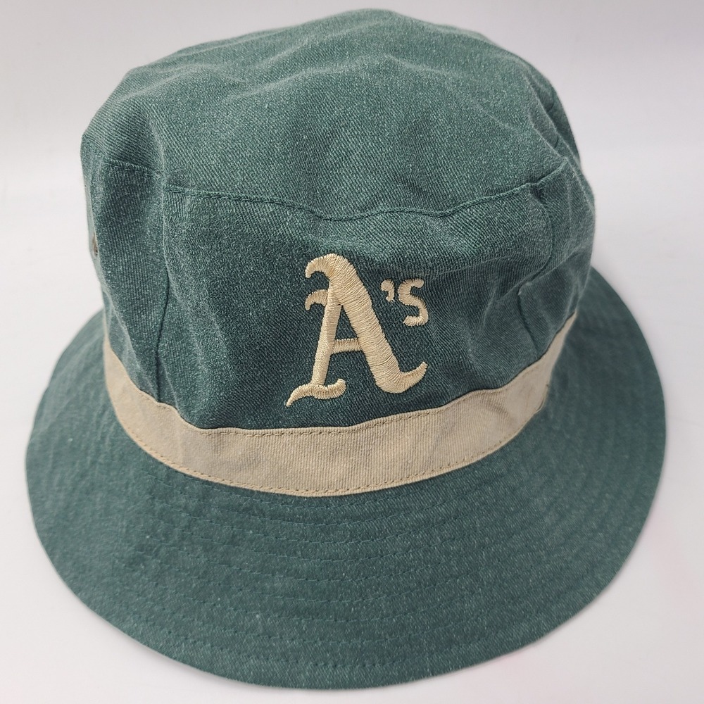 Oakland‎ Athletics Bucket Hat Fitted (Seems L-XL) Green Beige MLB A's Logo Men